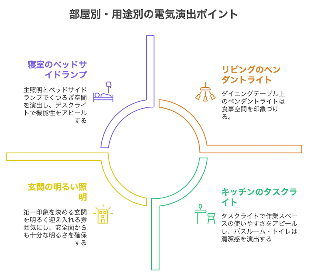 横浜不動産売却｜部屋別・用途別の電気演出ポイント